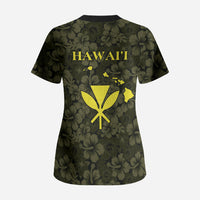Hawaii Lei Kamehameha Scrub Top Melemele Seamless Pattern Hibiscus Flower LT9 - Polynesian Pride