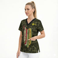Hawaii Lei Kamehameha Scrub Top Melemele Seamless Pattern Hibiscus Flower LT9 - Polynesian Pride