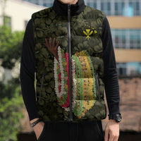 Hawaii Lei Kamehameha Sleeveless Puffer Jacket Melemele Seamless Pattern Hibiscus Flower LT9 - Polynesian Pride