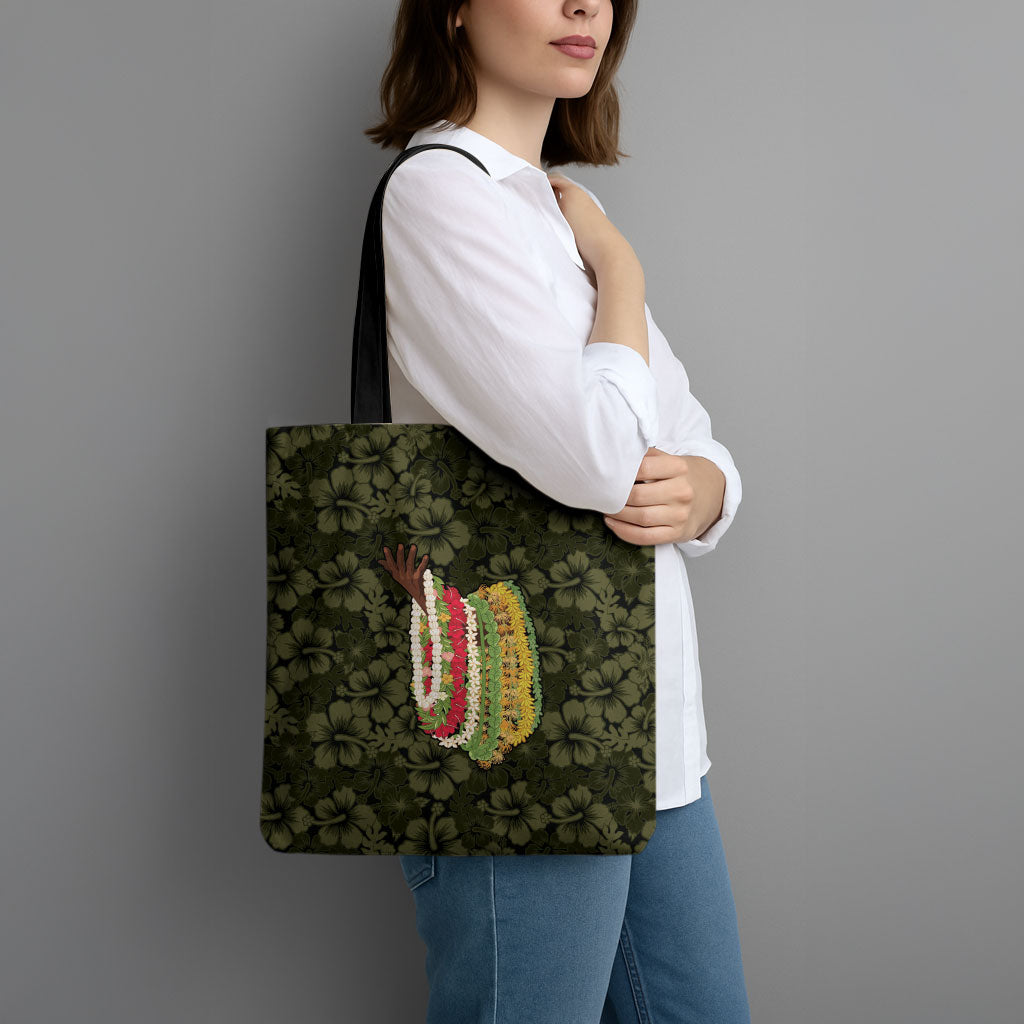 Hawaii Lei Kamehameha Tote Bag Melemele Seamless Pattern Hibiscus Flower LT9 - Polynesian Pride