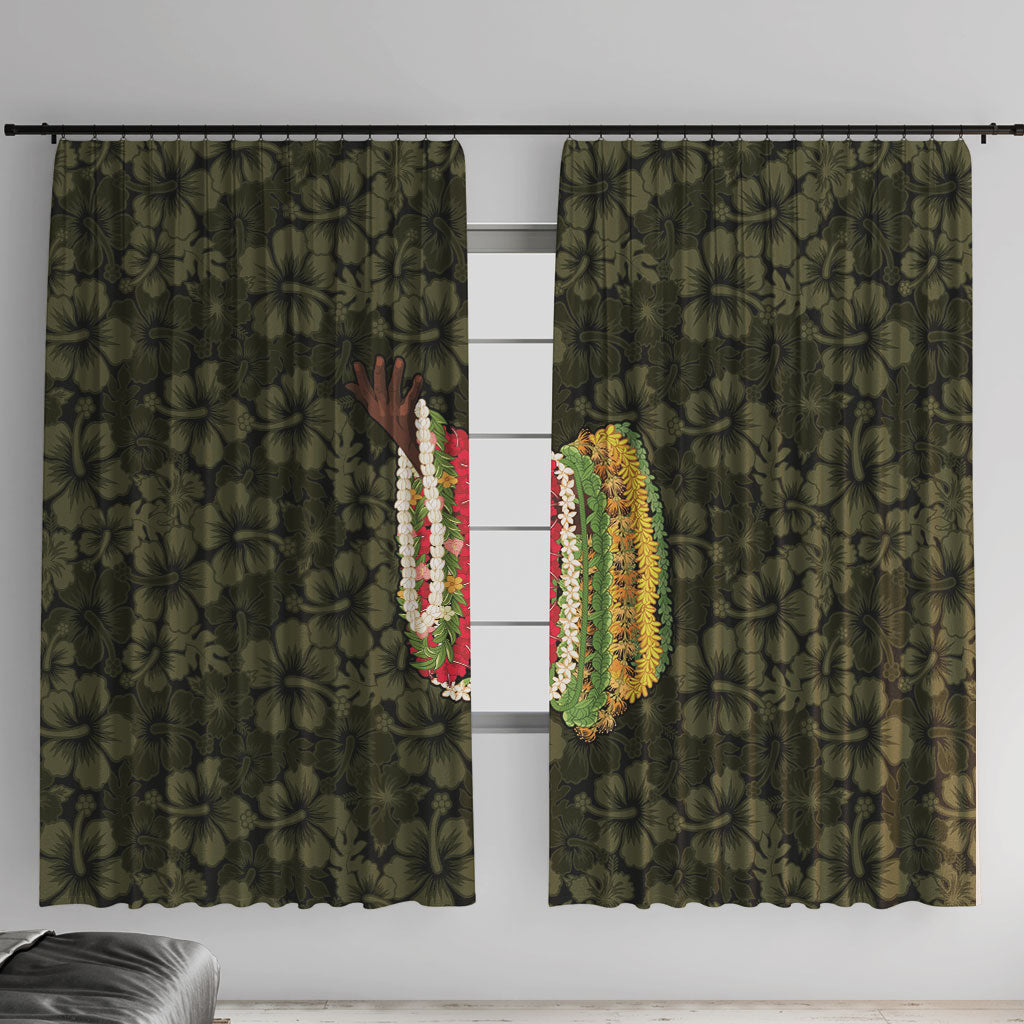 Hawaii Lei Kamehameha Window Curtain Melemele Seamless Pattern Hibiscus Flower LT9 With Hooks Yellow - Polynesian Pride