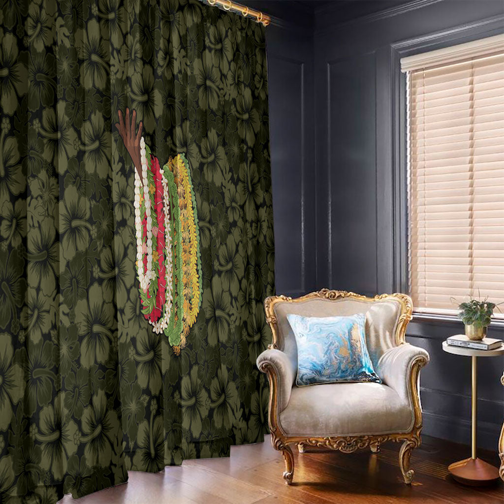 Hawaii Lei Kamehameha Window Curtain Melemele Seamless Pattern Hibiscus Flower LT9 - Polynesian Pride