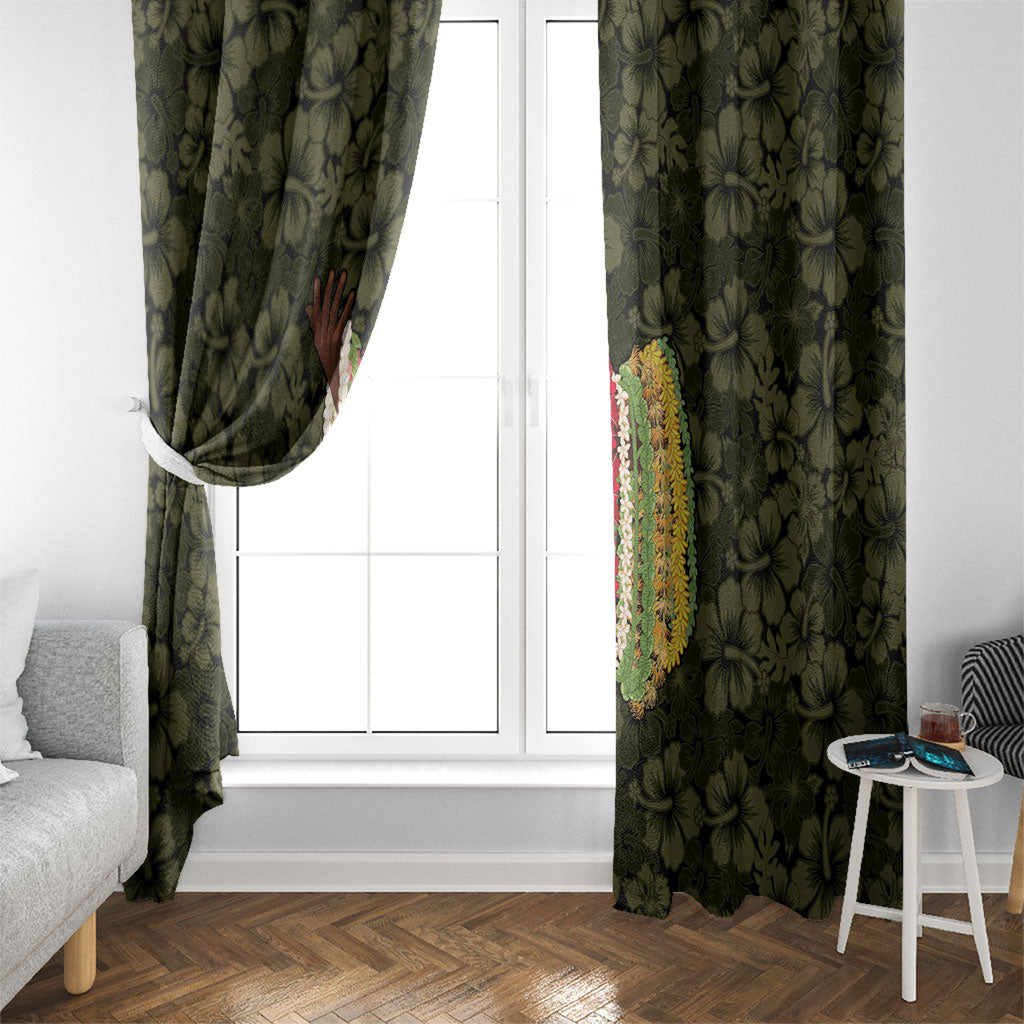 Hawaii Lei Kamehameha Window Curtain Melemele Seamless Pattern Hibiscus Flower LT9 - Polynesian Pride