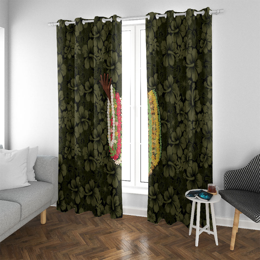Hawaii Lei Kamehameha Window Curtain Melemele Seamless Pattern Hibiscus Flower LT9 With Grommets Yellow - Polynesian Pride