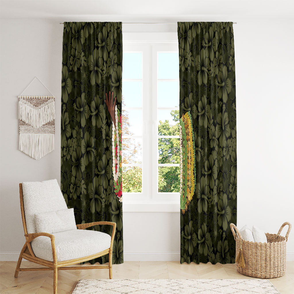 Hawaii Lei Kamehameha Window Curtain Melemele Seamless Pattern Hibiscus Flower LT9 - Polynesian Pride