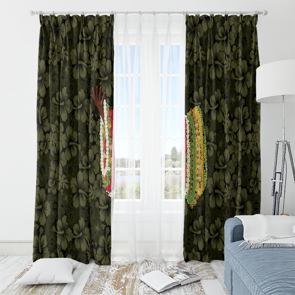 Hawaii Lei Kamehameha Window Curtain Melemele Seamless Pattern Hibiscus Flower LT9 - Polynesian Pride