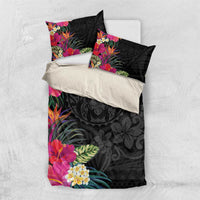 Hafa Adai Guam Bedding Set Tropical Flowers Colorful Vibes LT9 US Twin 172cm x 218cm Black - Polynesian Pride