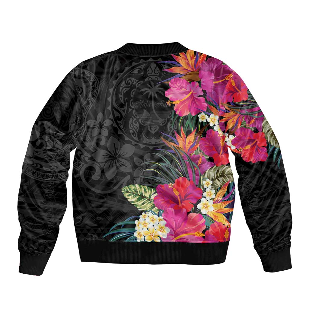 Hafa Adai Guam Bomber Jacket Tropical Flowers Colorful Vibes LT9 - Polynesian Pride