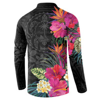 Hafa Adai Guam Button Sweatshirt Tropical Flowers Colorful Vibes LT9 - Polynesian Pride