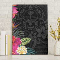 Hafa Adai Guam Canvas Wall Art Tropical Flowers Colorful Vibes LT9 Without Frame Black - Polynesian Pride