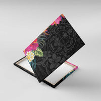 Hafa Adai Guam Canvas Wall Art Tropical Flowers Colorful Vibes LT9 With Frame Black - Polynesian Pride