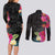 Hafa Adai Guam Couples Matching Long Sleeve Bodycon Dress and Long Sleeve Button Shirt Tropical Flowers Colorful Vibes