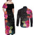 Hafa Adai Guam Couples Matching Off Shoulder Maxi Dress and Long Sleeve Button Shirt Tropical Flowers Colorful Vibes