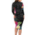 Hafa Adai Guam Long Sleeve Bodycon Dress Tropical Flowers Colorful Vibes