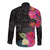 Hafa Adai Guam Long Sleeve Button Shirt Tropical Flowers Colorful Vibes