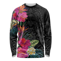 Hafa Adai Guam Long Sleeve Shirt Tropical Flowers Colorful Vibes LT9 Unisex Black - Polynesian Pride