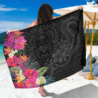 Hafa Adai Guam Sarong Tropical Flowers Colorful Vibes LT9 One Size 44 x 66 inches Black - Polynesian Pride