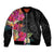 Hafa Adai Guam Sleeve Zip Bomber Jacket Tropical Flowers Colorful Vibes