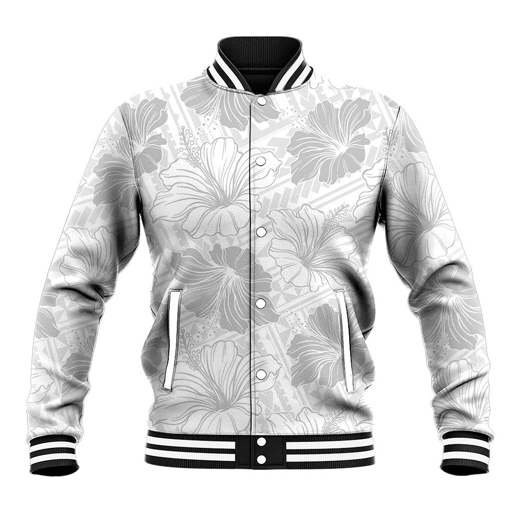 Samoa Lotu Tamaiti Baseball Jacket White Sun Day Beauty Hibiscus Ver01 LT9 Unisex White - Polynesian Pride