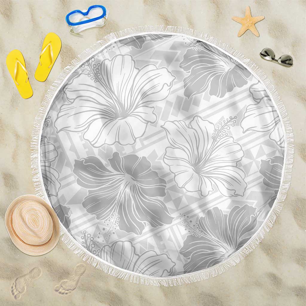 Samoa Lotu Tamaiti Beach Blanket White Sun Day Beauty Hibiscus Ver01 LT9 One Size 150cm White - Polynesian Pride