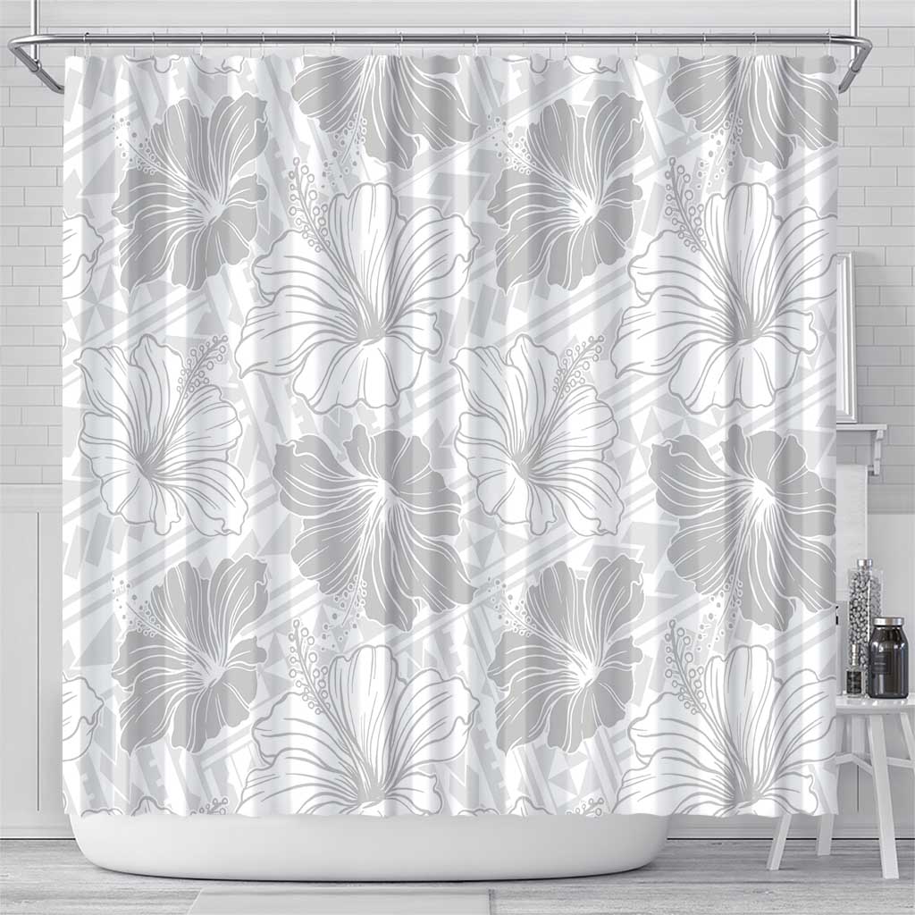 Samoa Lotu Tamaiti Shower Curtain White Sun Day Beauty Hibiscus Ver01 LT9 - Polynesian Pride