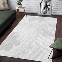 Samoa Lotu Tamaiti Area Rug White Sun Day Beauty Hibiscus Ver02 LT9 White - Polynesian Pride
