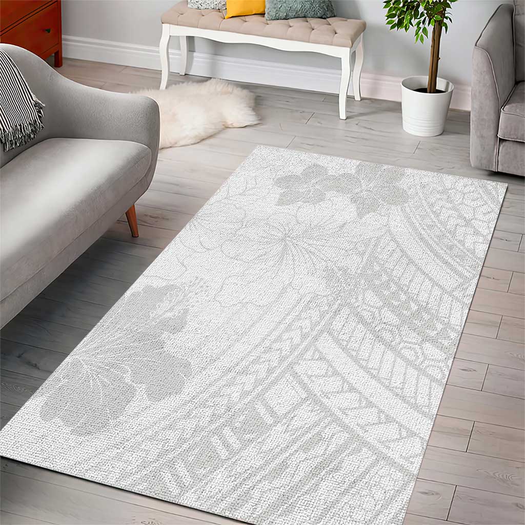 Samoa Lotu Tamaiti Area Rug White Sun Day Beauty Hibiscus Ver02 LT9 - Polynesian Pride