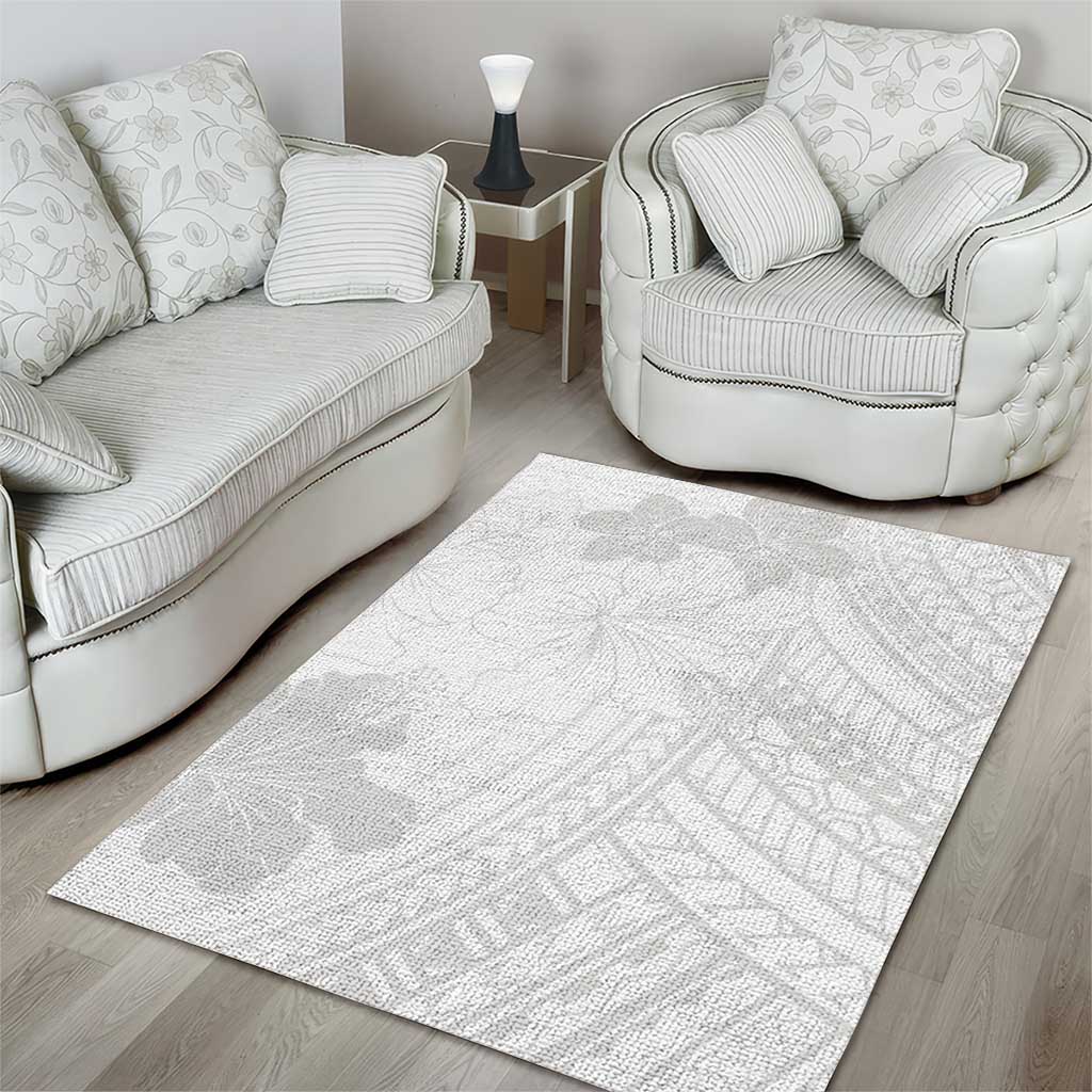 Samoa Lotu Tamaiti Area Rug White Sun Day Beauty Hibiscus Ver02 LT9 - Polynesian Pride