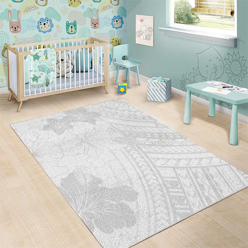 Samoa Lotu Tamaiti Area Rug White Sun Day Beauty Hibiscus Ver02 LT9 - Polynesian Pride