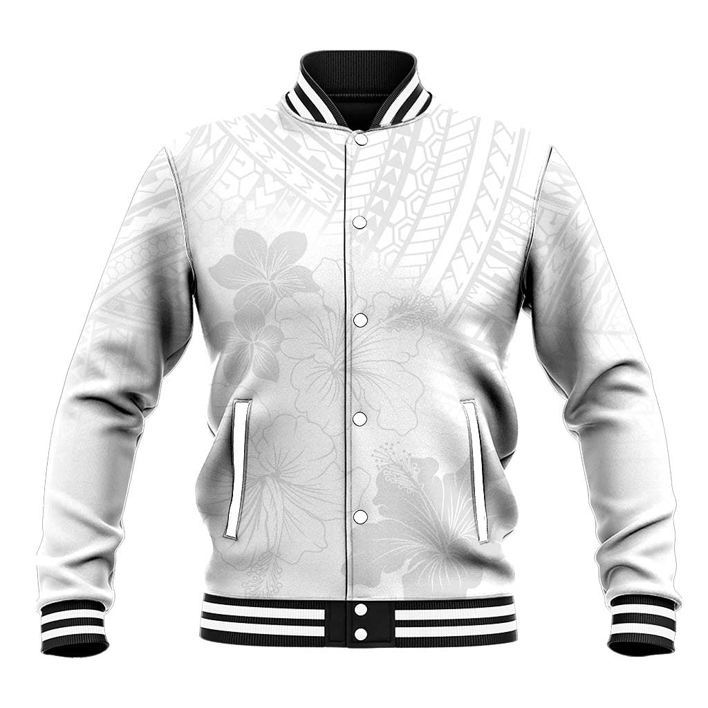 Samoa Lotu Tamaiti Baseball Jacket White Sun Day Beauty Hibiscus Ver02 LT9 Unisex White - Polynesian Pride
