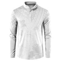 Samoa Lotu Tamaiti Button Sweatshirt White Sun Day Beauty Hibiscus Ver02 LT9 White - Polynesian Pride