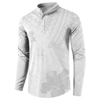 Samoa Lotu Tamaiti Button Sweatshirt White Sun Day Beauty Hibiscus Ver02 LT9 - Polynesian Pride