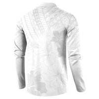 Samoa Lotu Tamaiti Button Sweatshirt White Sun Day Beauty Hibiscus Ver02 LT9 - Polynesian Pride
