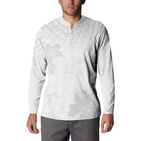 Samoa Lotu Tamaiti Button Sweatshirt White Sun Day Beauty Hibiscus Ver02 LT9 - Polynesian Pride