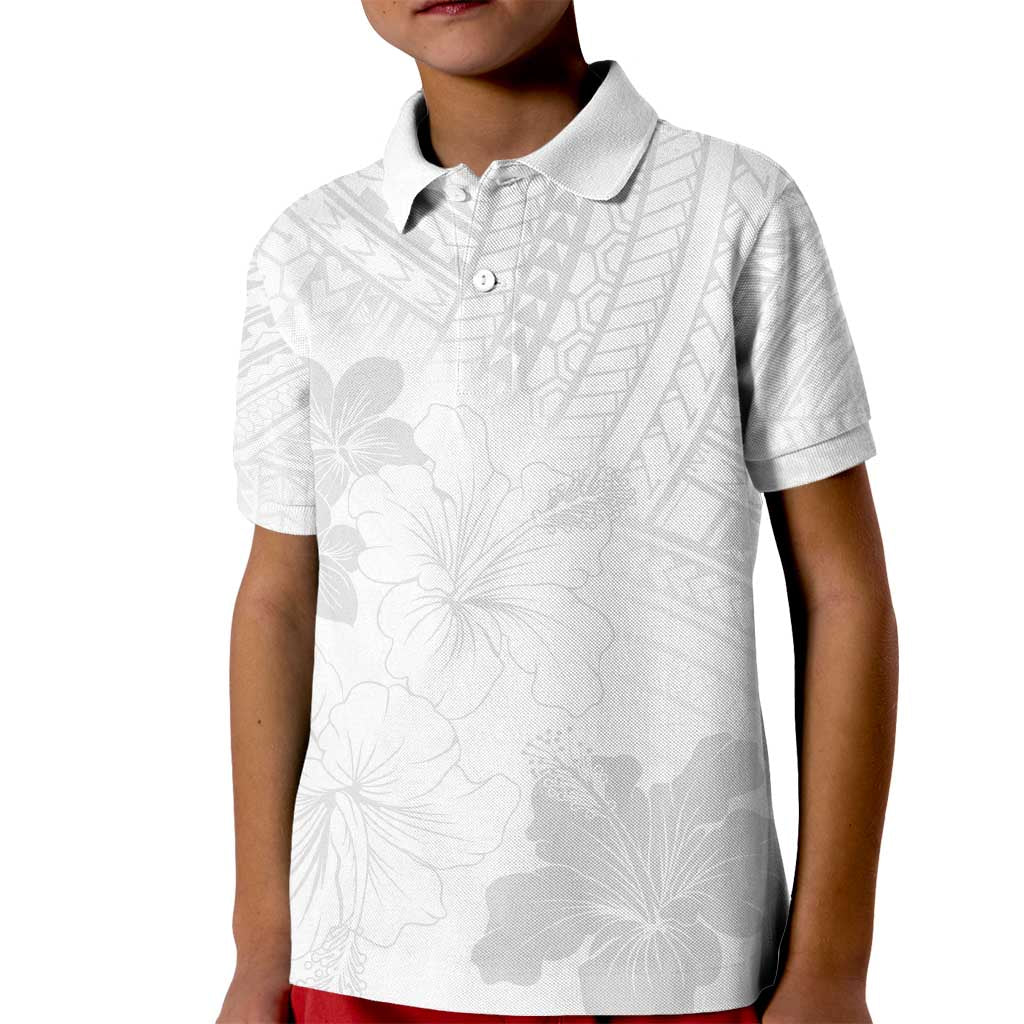 Samoa Lotu Tamaiti Kid Polo Shirt White Sun Day Beauty Hibiscus Ver02 LT9 Kid White - Polynesian Pride