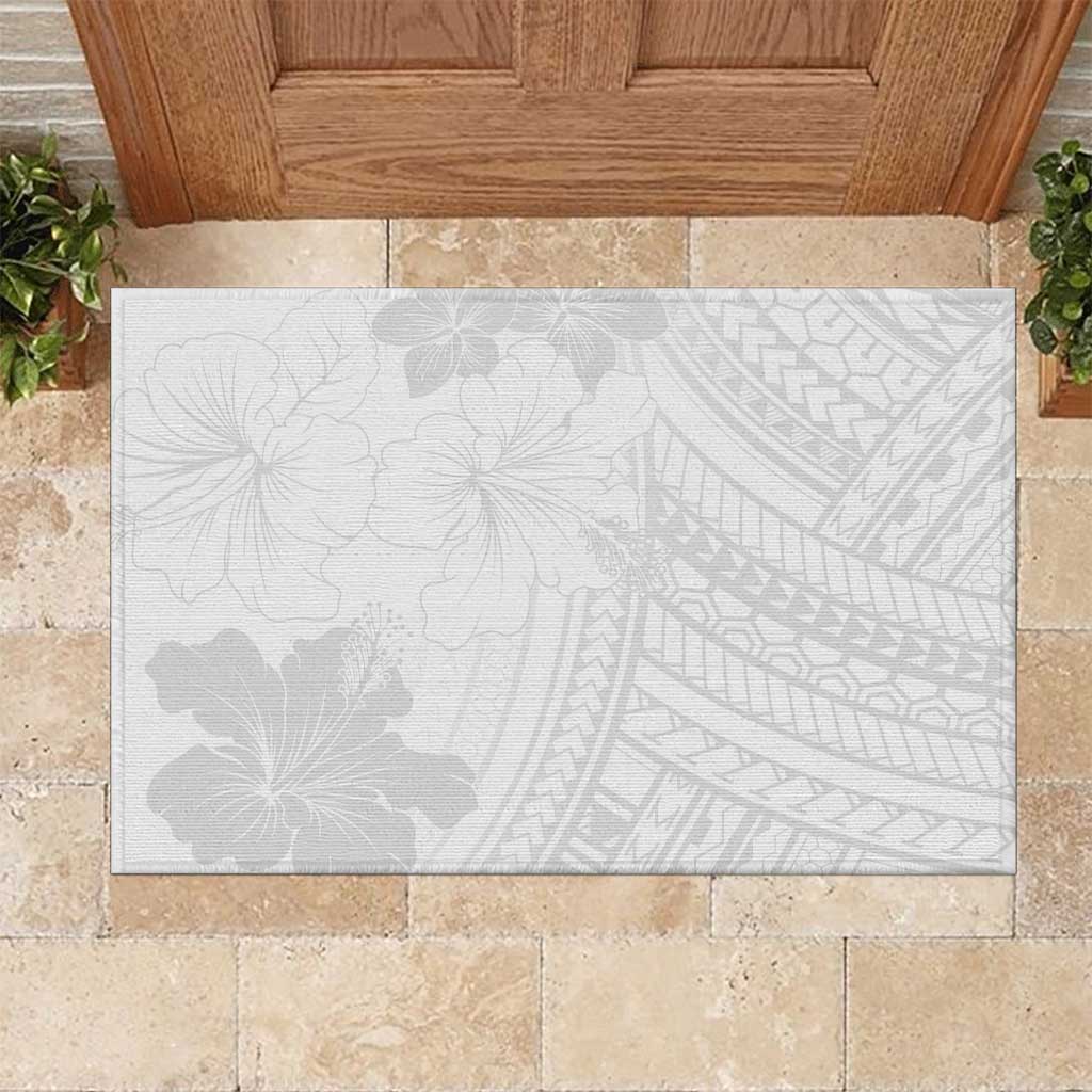Samoa Lotu Tamaiti Rubber Doormat White Sun Day Beauty Hibiscus Ver02 LT9 White - Polynesian Pride