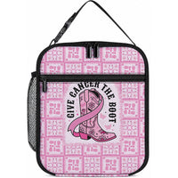 Give Cancer The Boot Pink Cowgirl Lunch Bag Hawaiian Paniolo Mixed Quilt Pattern Style LT9 10.2 × 8.3 × 4.3 inch Pink - Polynesian Pride