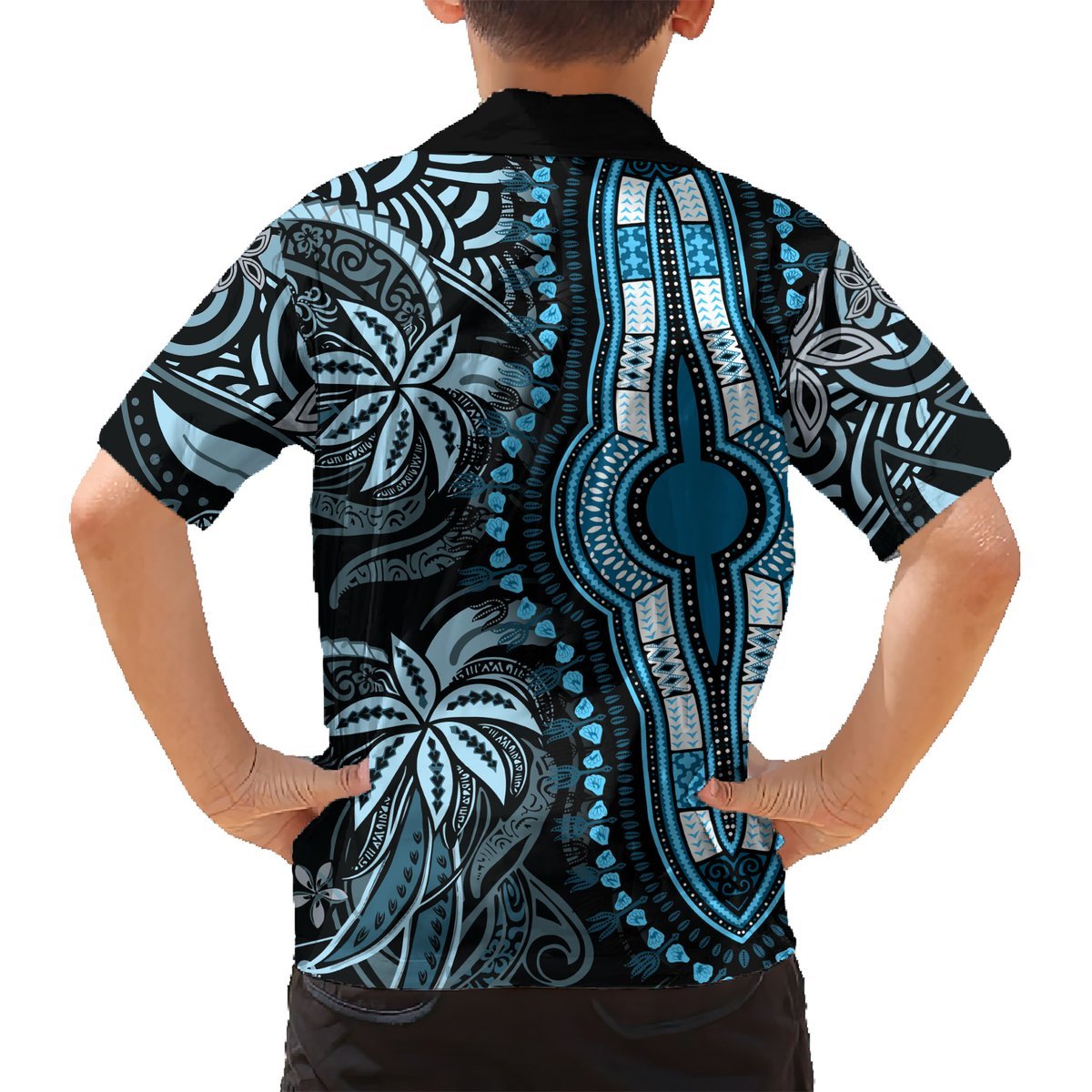 Polynesia Dashiki Hawaiian Shirt Polynesia and Africa Traditional Special Together Blue LT9 - Polynesian Pride