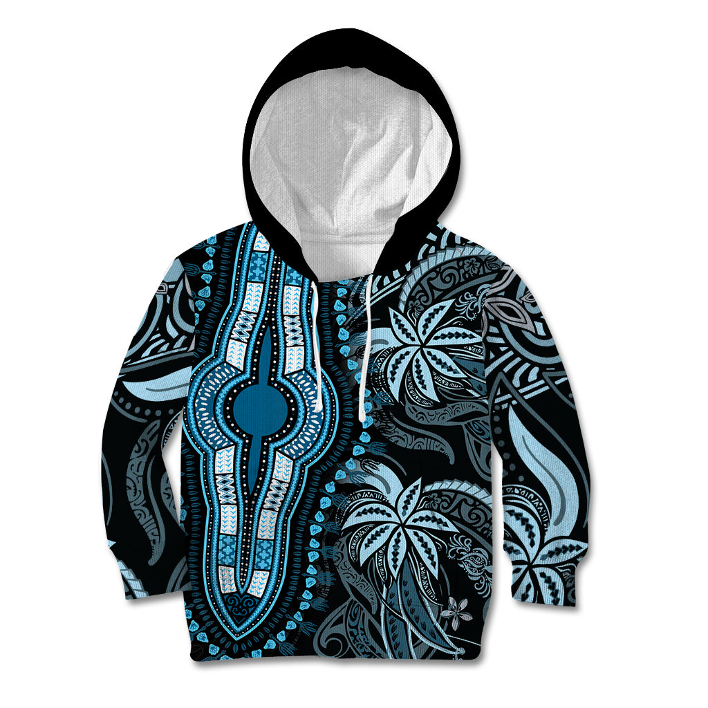 Polynesia Dashiki Kid Hoodie Polynesia and Africa Traditional Special Together Blue LT9 Hoodie Blue - Polynesian Pride