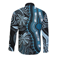Polynesia Dashiki Long Sleeve Button Shirt Polynesia and Africa Traditional Special Together Blue LT9 - Polynesian Pride