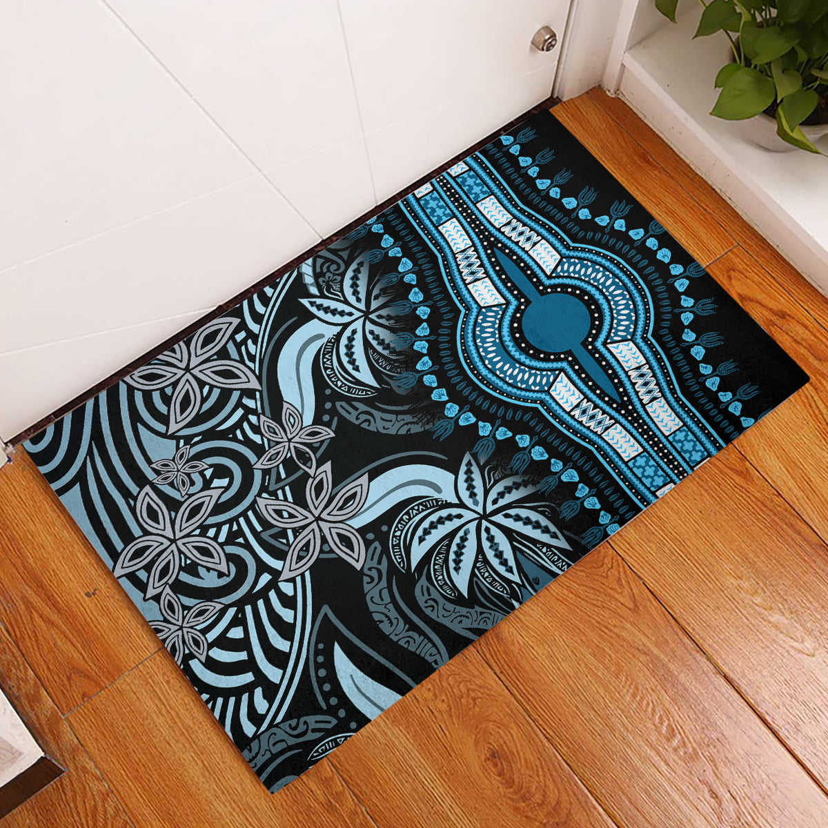 Polynesia Dashiki Rubber Doormat Polynesia and Africa Traditional Special Together Blue LT9 Blue - Polynesian Pride