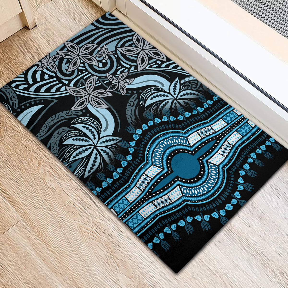 Polynesia Dashiki Rubber Doormat Polynesia and Africa Traditional Special Together Blue LT9 - Polynesian Pride