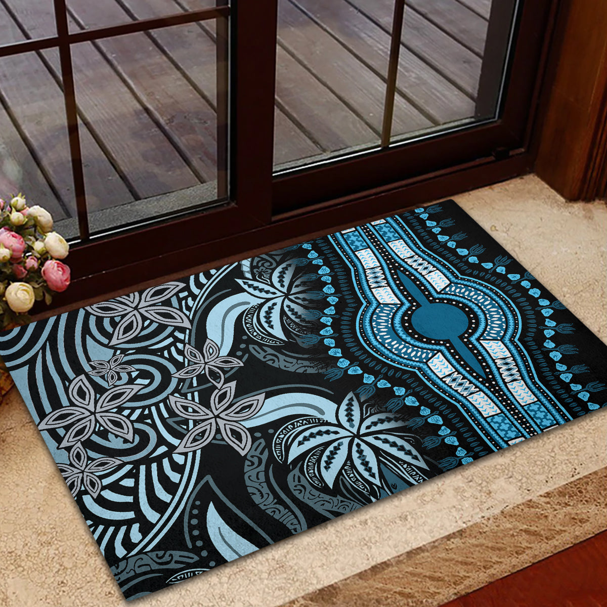 Polynesia Dashiki Rubber Doormat Polynesia and Africa Traditional Special Together Blue LT9 - Polynesian Pride