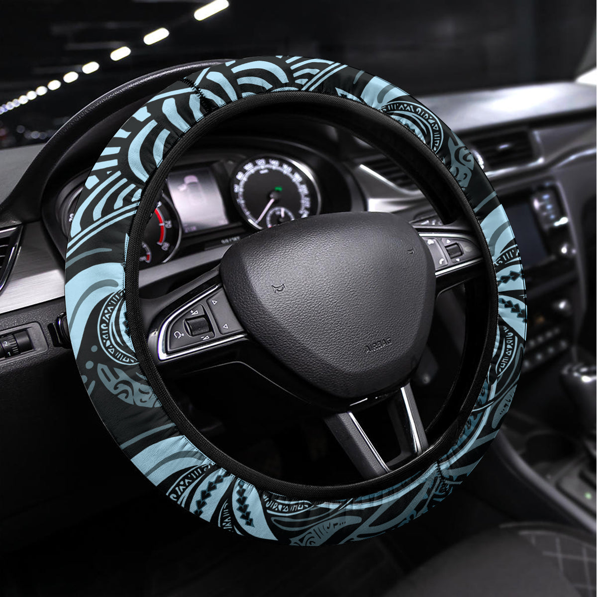 Polynesia Dashiki Steering Wheel Cover Polynesia and Africa Traditional Special Together Blue