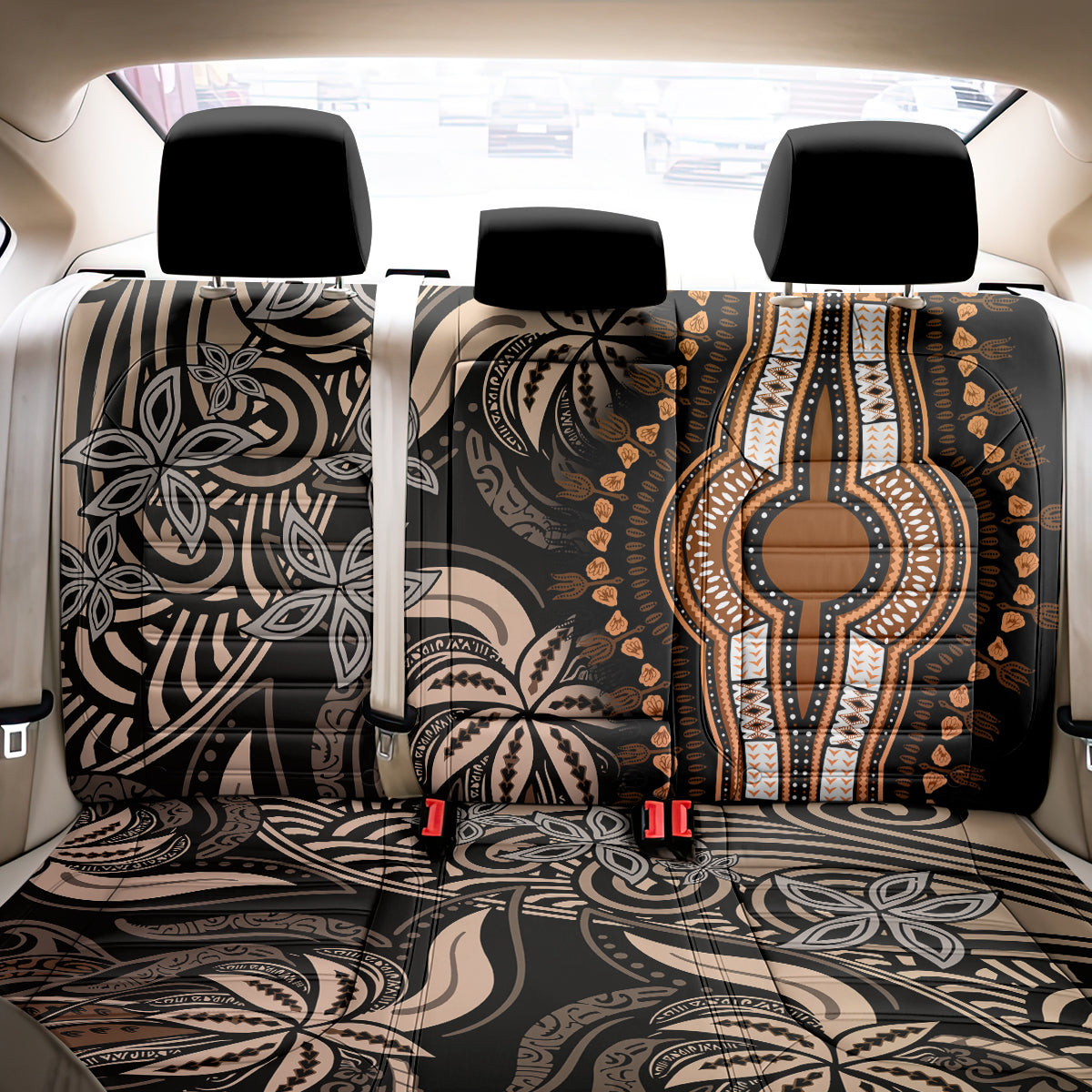 Polynesia Dashiki Back Car Seat Cover Polynesia and Africa Traditional Special Together Gold LT9 - Polynesian Pride