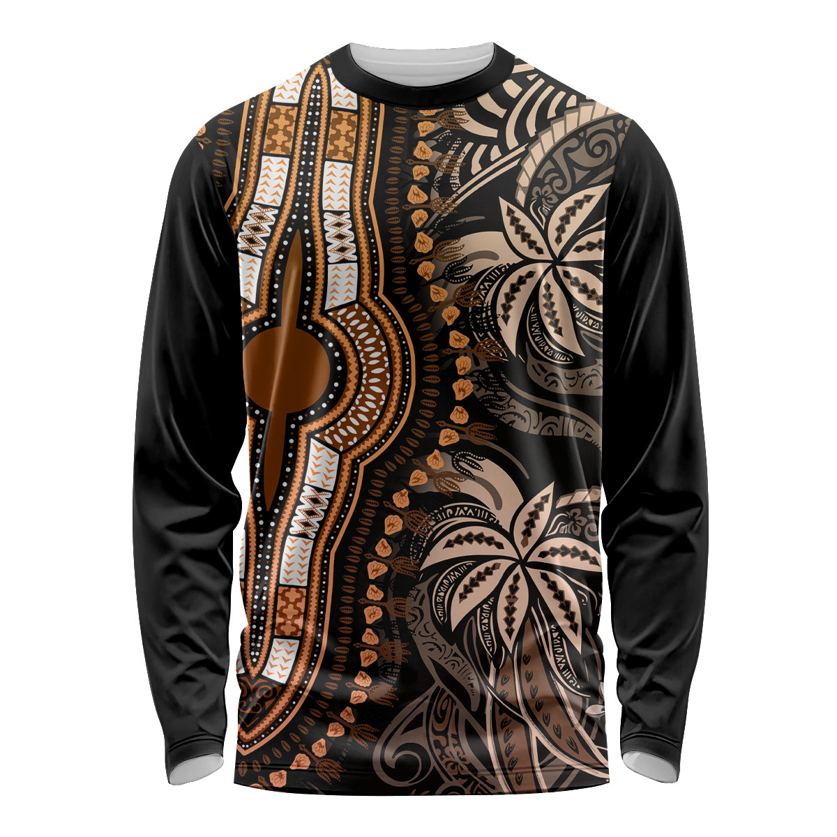 Polynesia Dashiki Long Sleeve Shirt Polynesia and Africa Traditional Special Together Gold LT9 Unisex Gold - Polynesian Pride