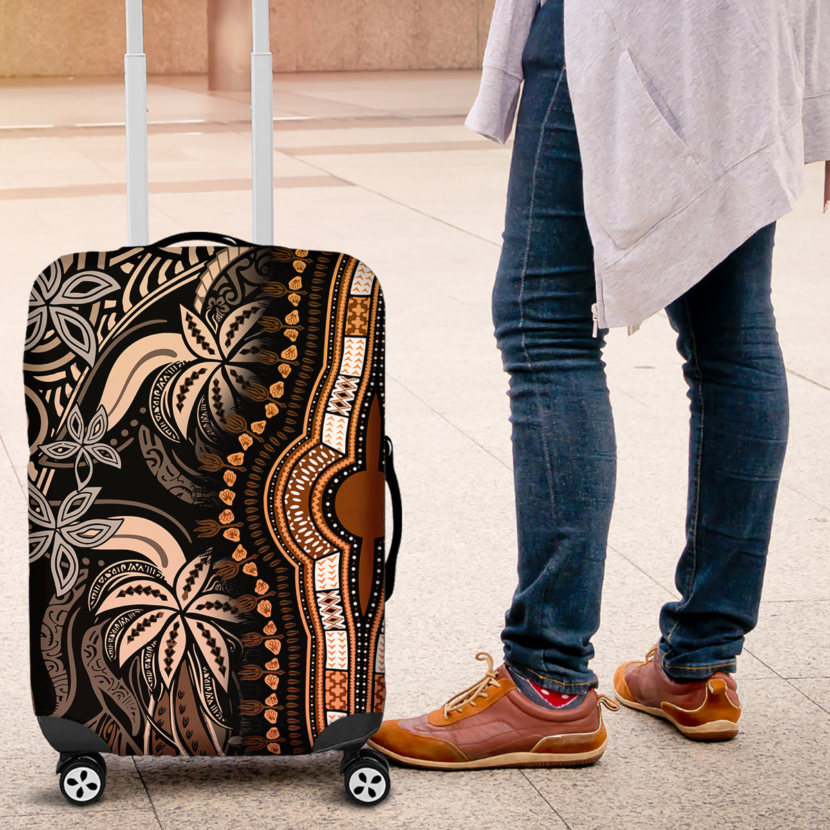 Polynesia Dashiki Luggage Cover Polynesia and Africa Traditional Special Together Gold LT9 Gold - Polynesian Pride