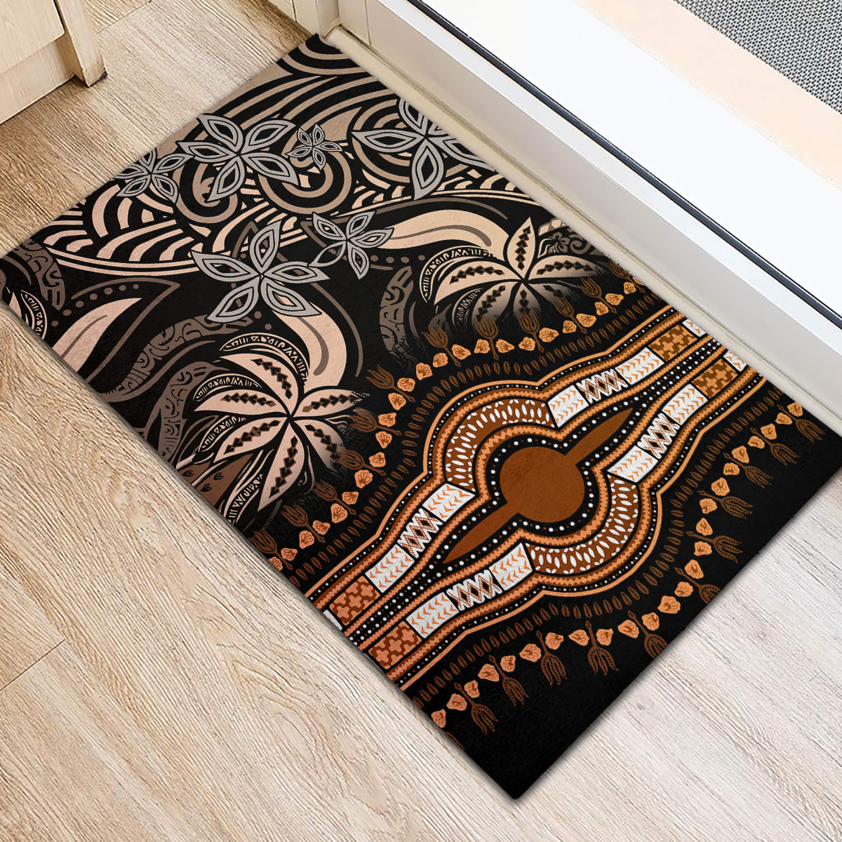 Polynesia Dashiki Rubber Doormat Polynesia and Africa Traditional Special Together Gold LT9 - Polynesian Pride