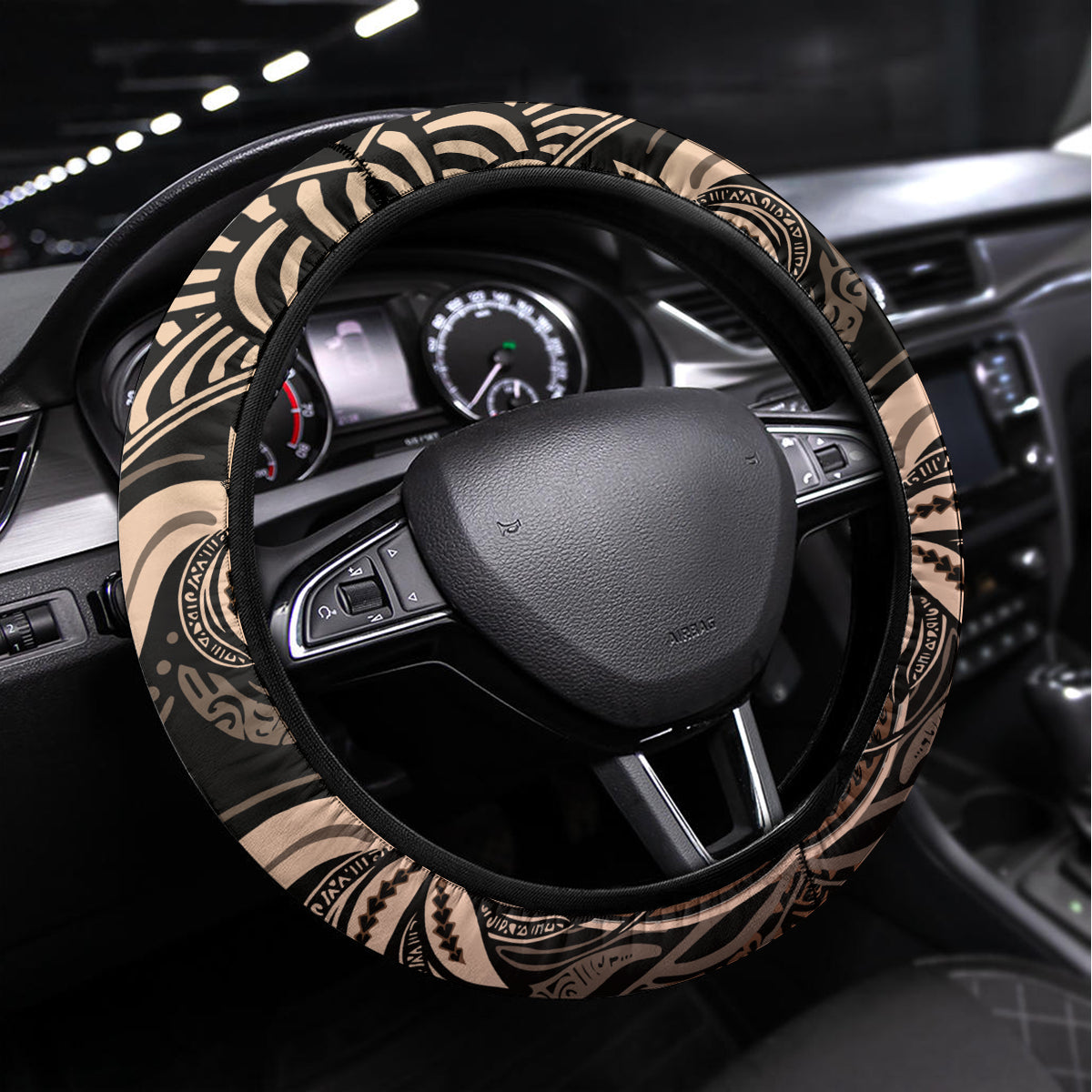 Polynesia Dashiki Steering Wheel Cover Polynesia and Africa Traditional Special Together Gold