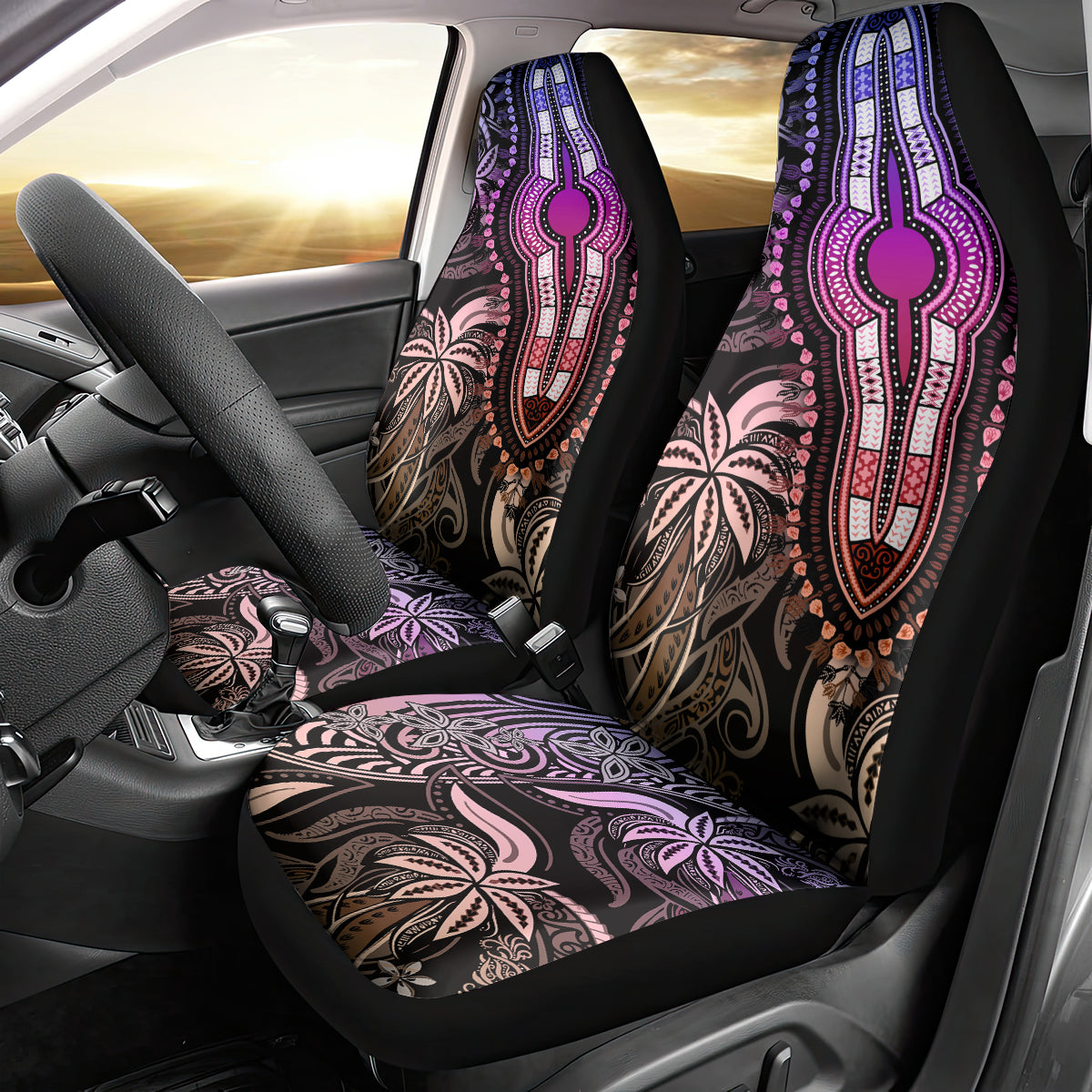 Polynesia Dashiki Car Seat Cover Polynesia and Africa Traditional Special Together Pastel LT9 - Polynesian Pride